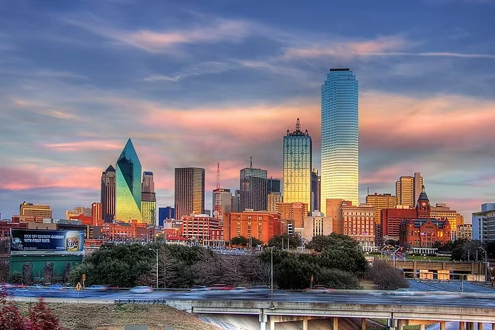 Dallas skyline at sunset
